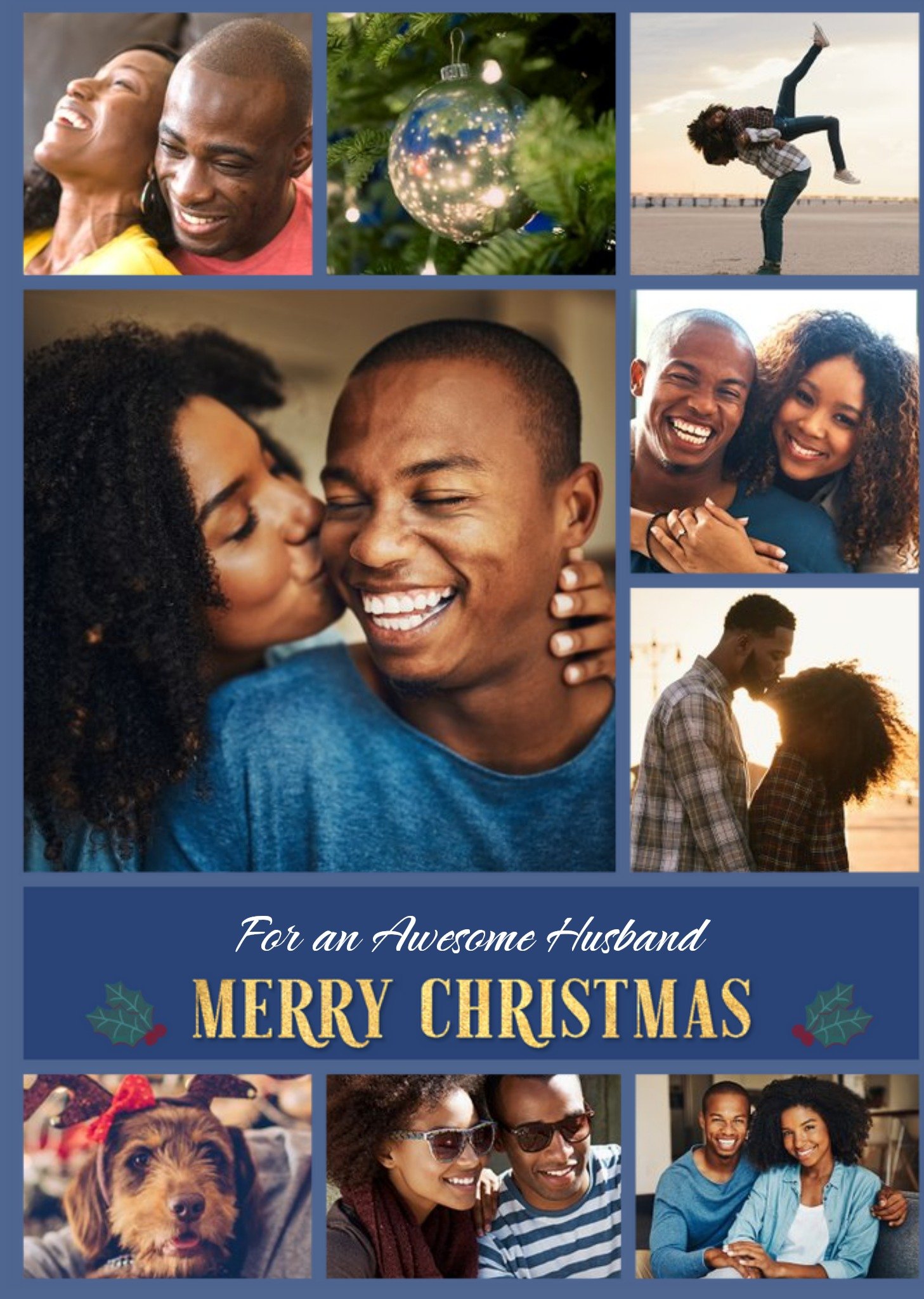 Moonpig Awesome Husband Multiple Photo Upload Christmas Card Ecard