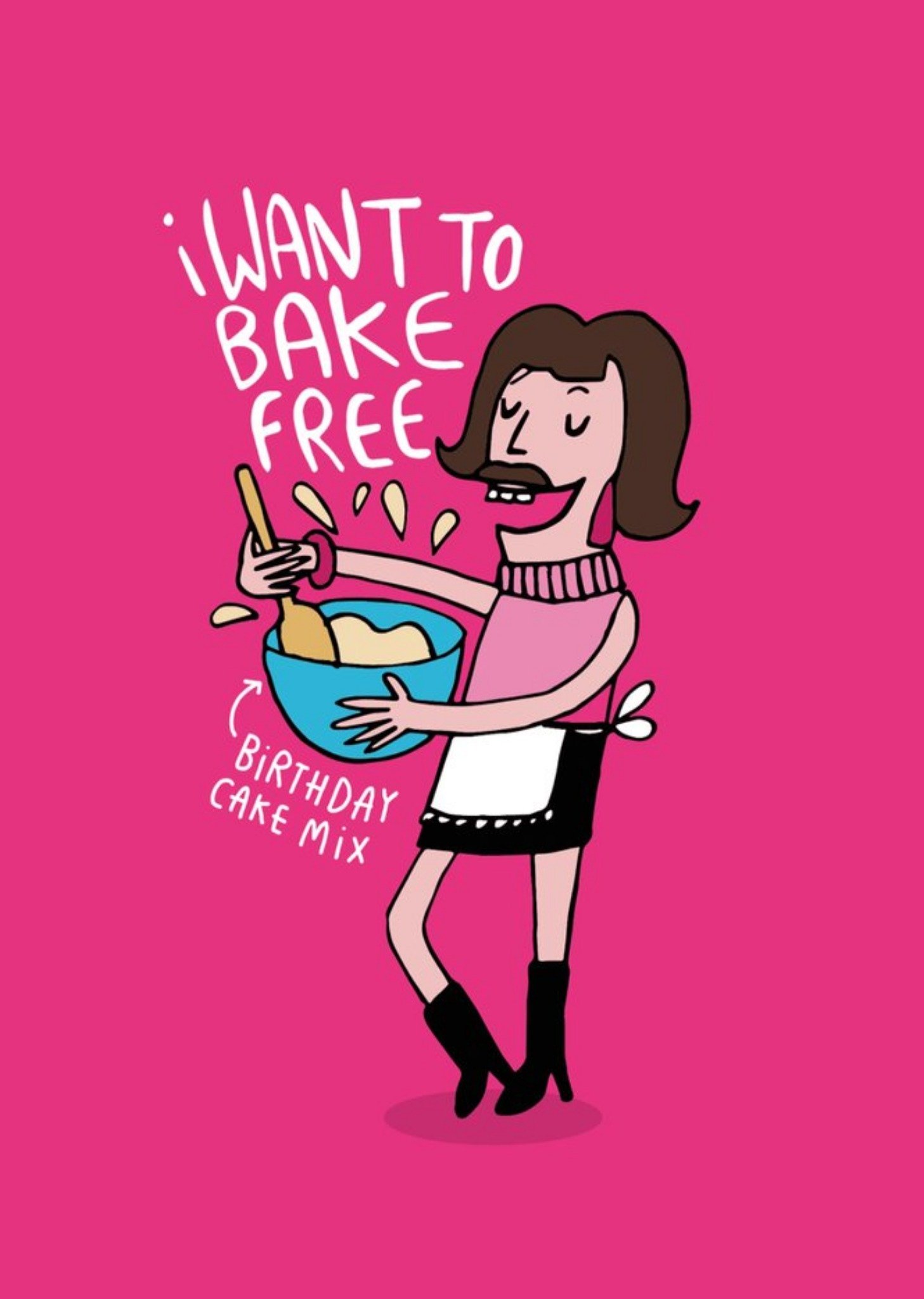 Illustrated I Want To Bake Free Card Ecard