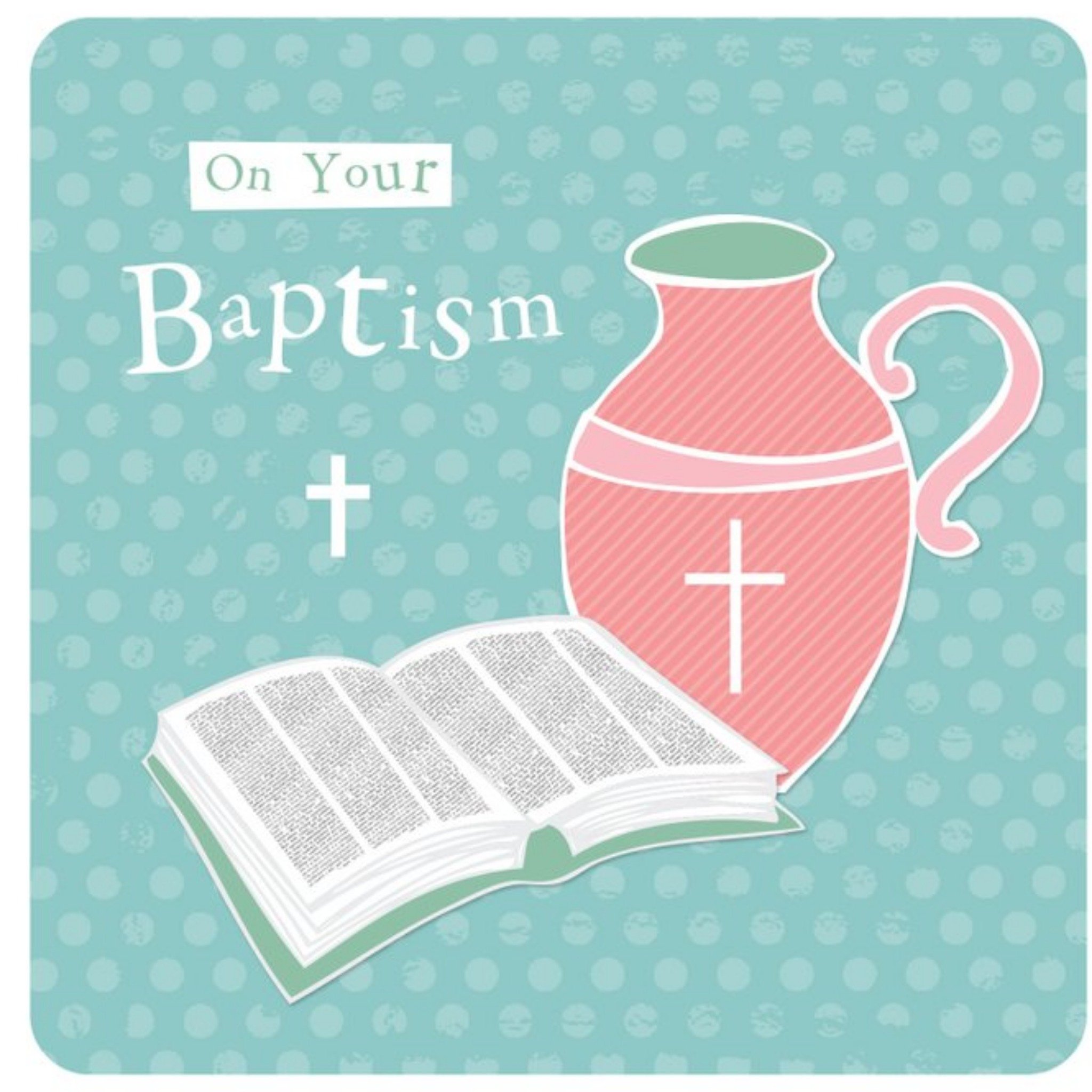 Moonpig On Your Baptism Cross Holy Water Bible Card, Square
