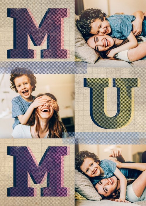 Big Block Mum Letters Multi-Photo Personalised Mother's Day Card