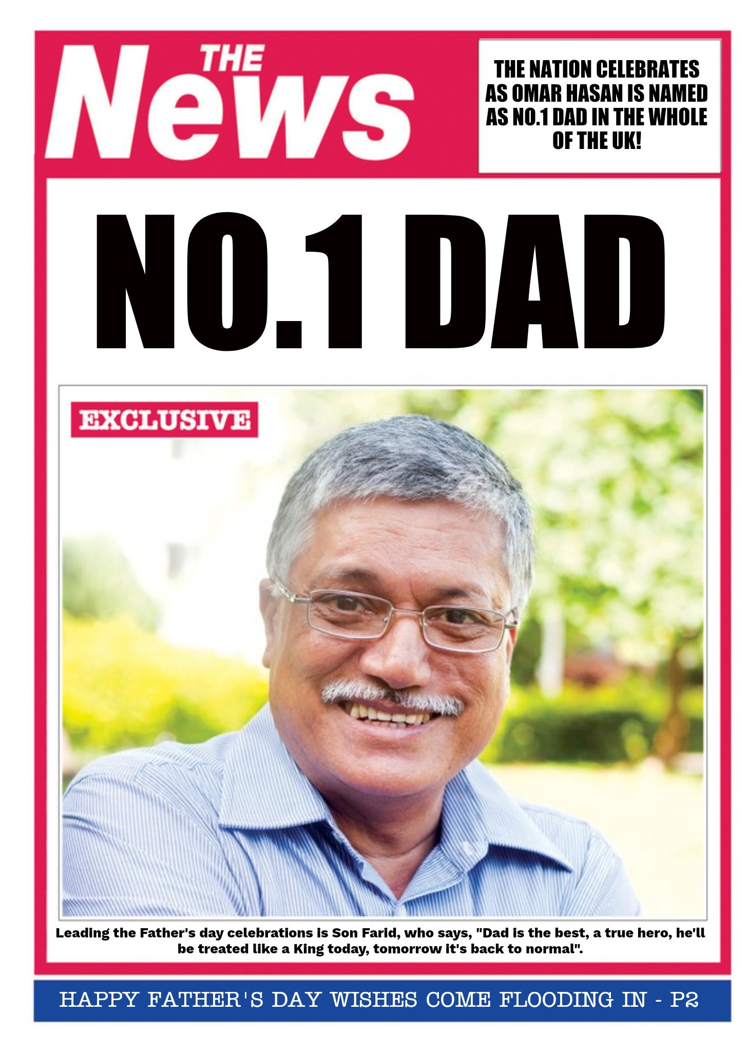 Newspaper Spoof Number One Dad Photo Upload Fathers Day Card Ecard