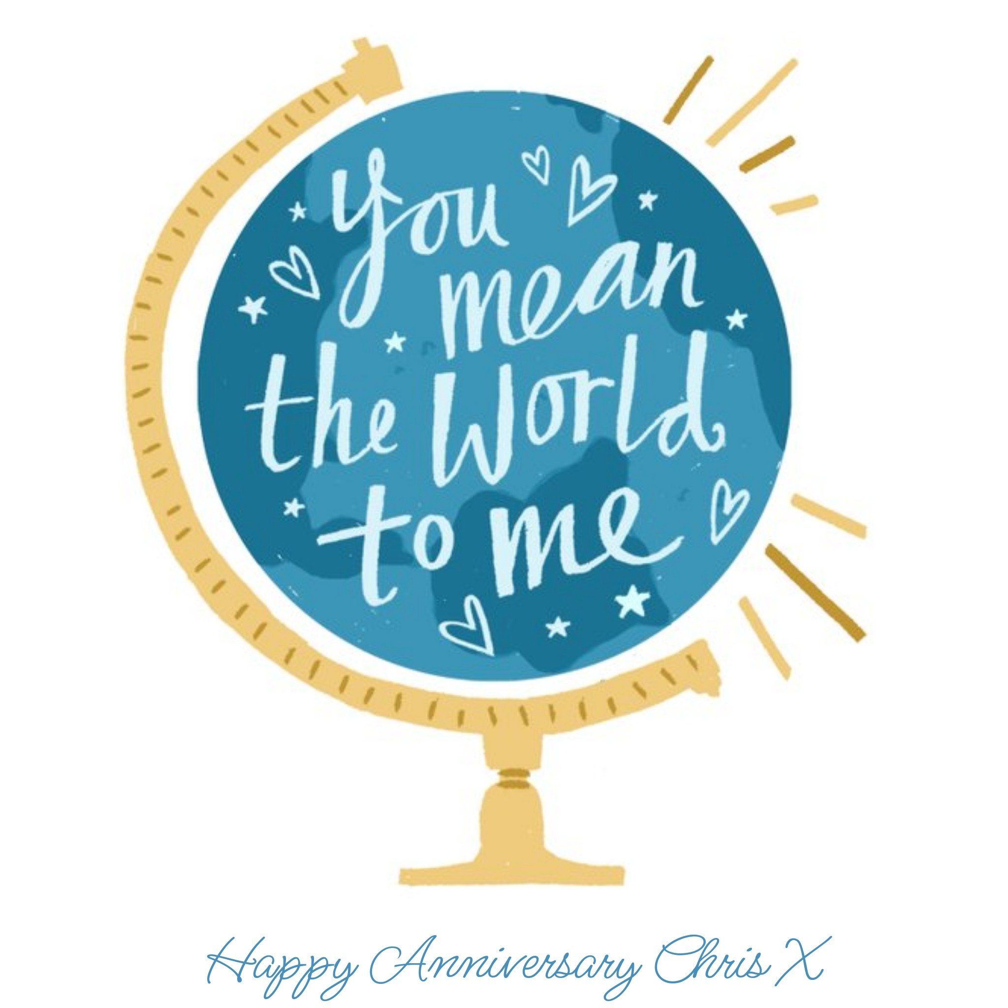 Moonpig You Mean The World To Me Anniversary Globe Card, Square