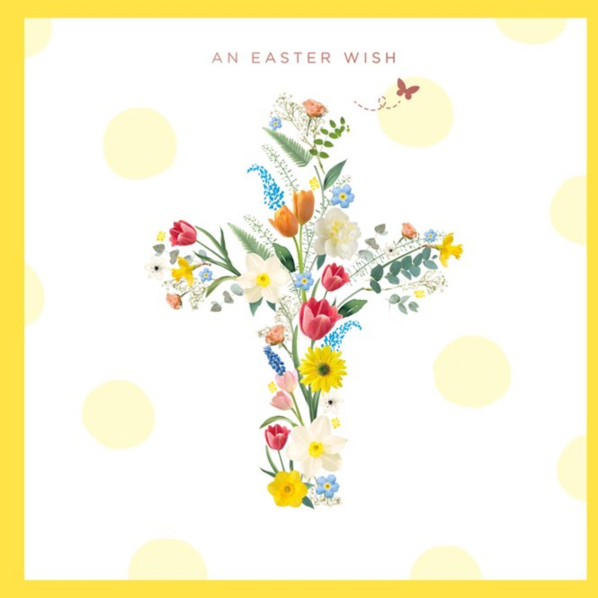 An Easter Wish Card Featuring Floral Cross, Square