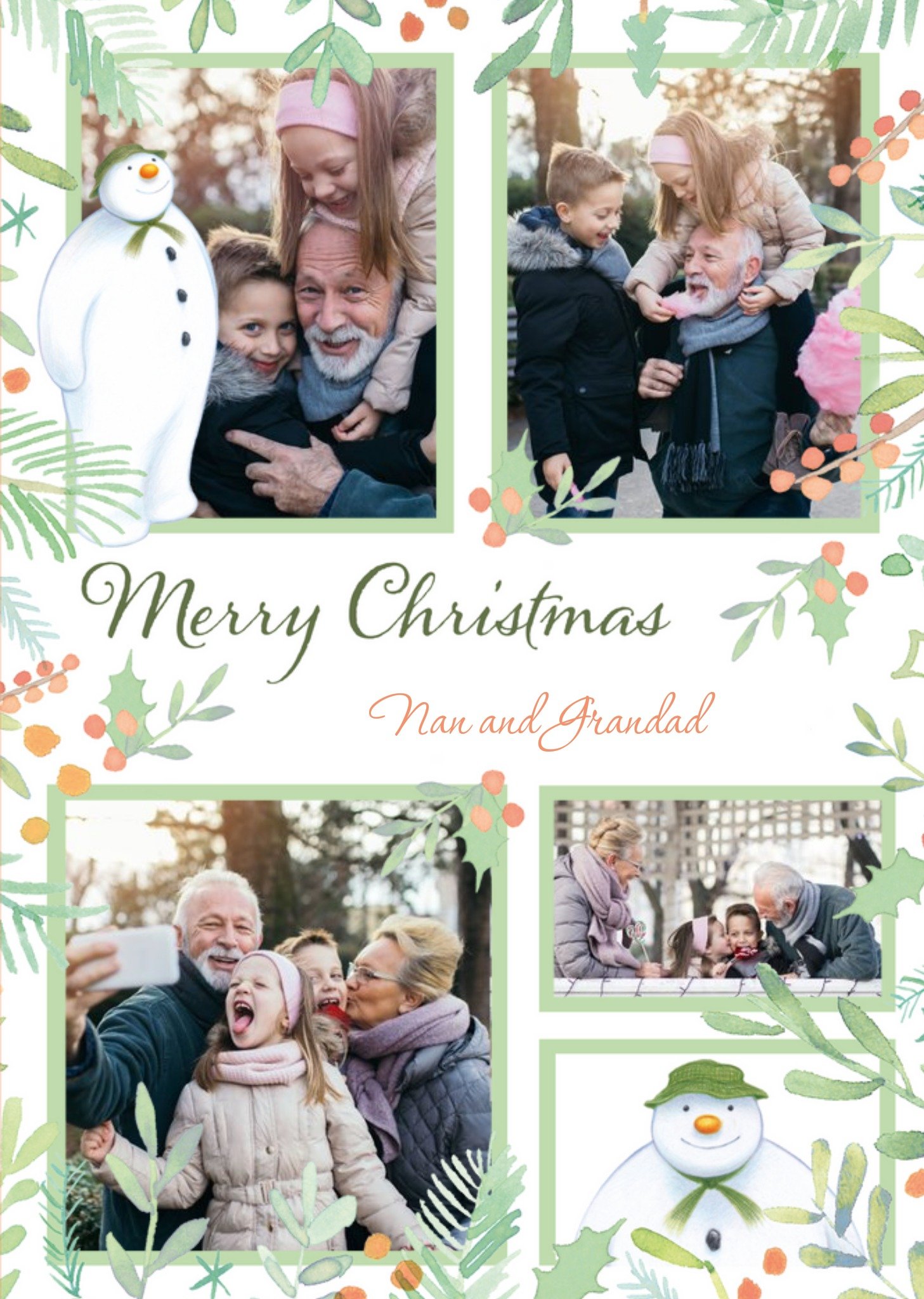 The Snowman Merry Christmas To Nan And Grandad Photo Upload Christmas Card, Large