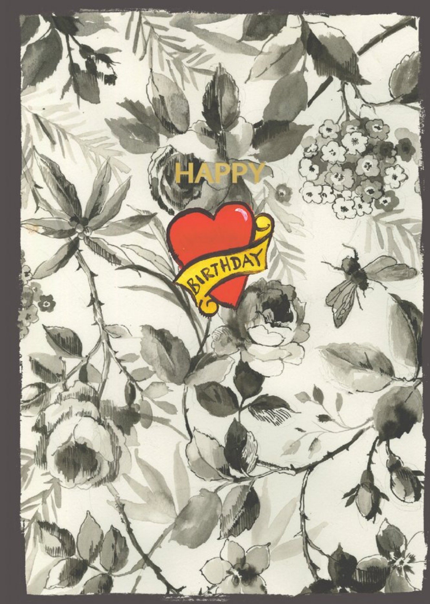 Sooshichacha Floral Heart Happy Birthday Card, Large