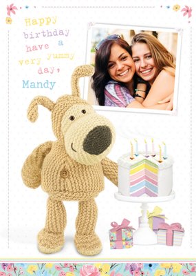 Boofle With A Rainbow Cake Personalised Birthday Card