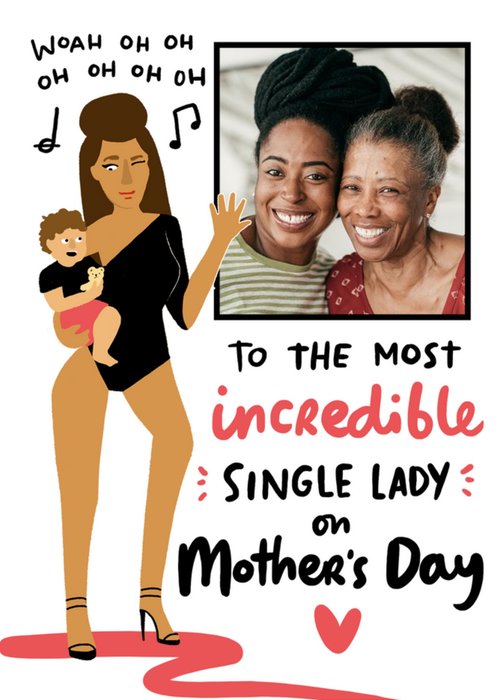 Illustrated Single Lady Mothers Day Card