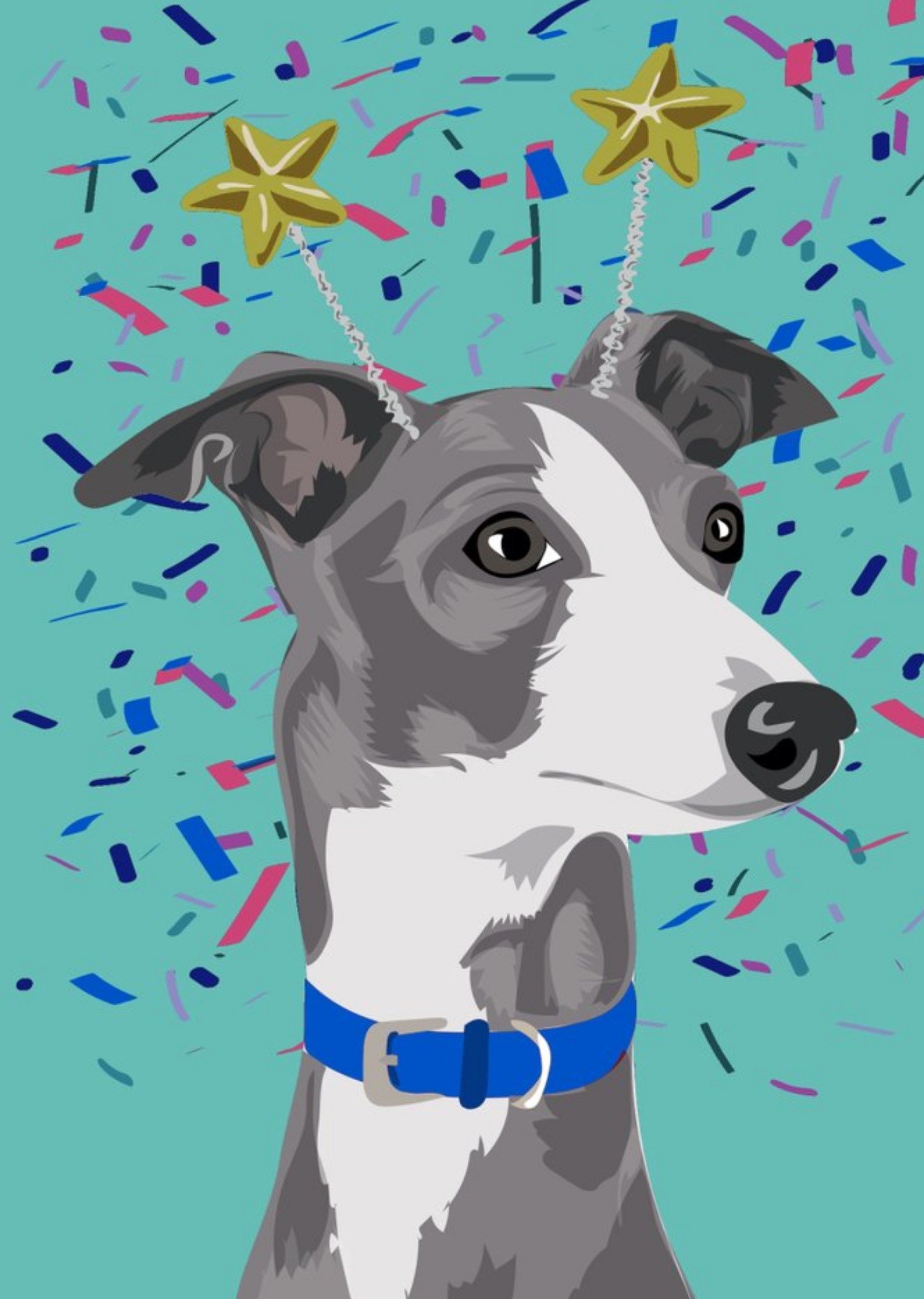 Illustrated Confetti Greyhound Card Ecard