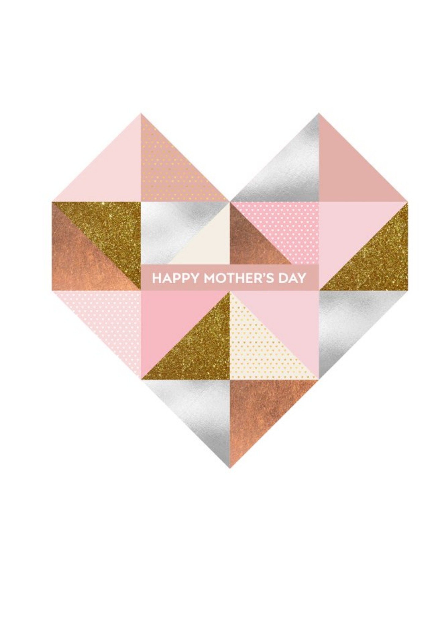 Moonpig Mother's Day Card - Geometric - Heart Card - Rose Gold, Large