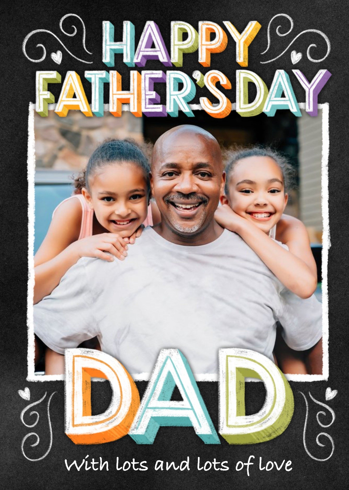 Typographic Chalkboard Photo Upload Father's Day Card Ecard