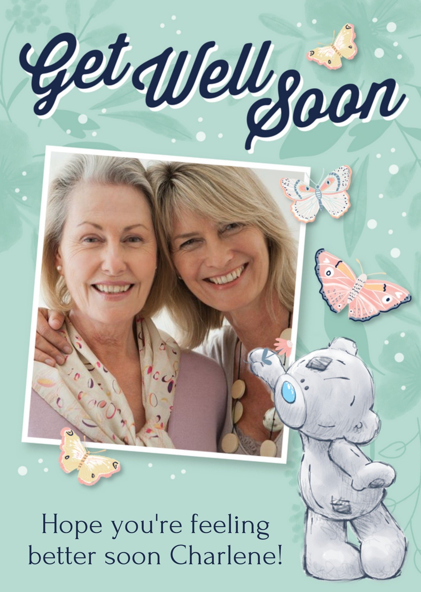 Me To You Get Well Soon Photo Upload Tatty Teddy Card, Large