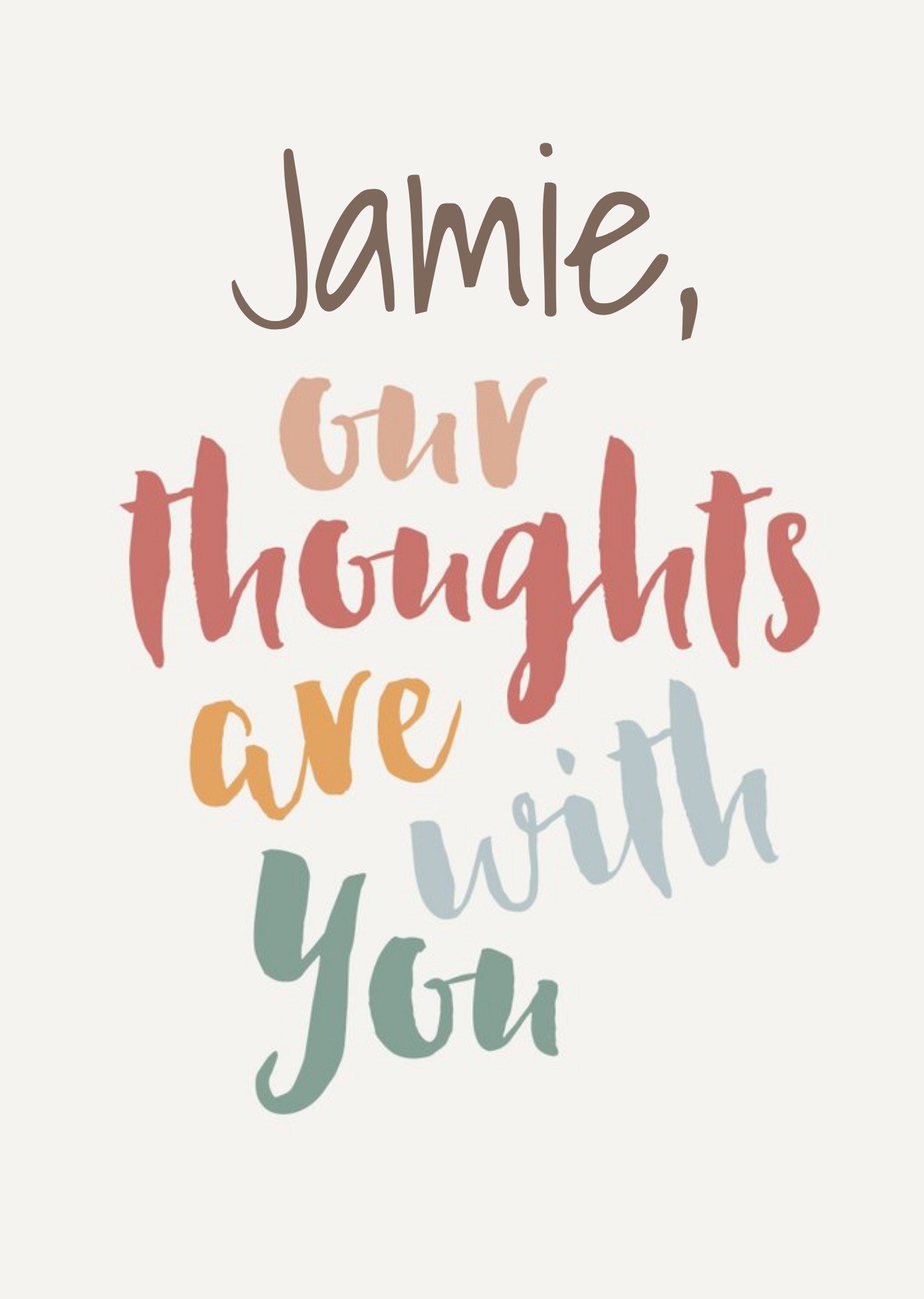 Moonpig Typographic Thoughts Are With You Card, Large