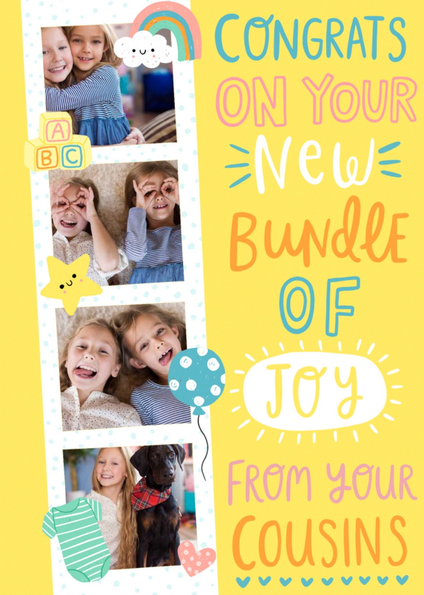 Photo Strip With Various Baby Themed Illustrations New Baby Photo Upload Congratulations Card Ecard