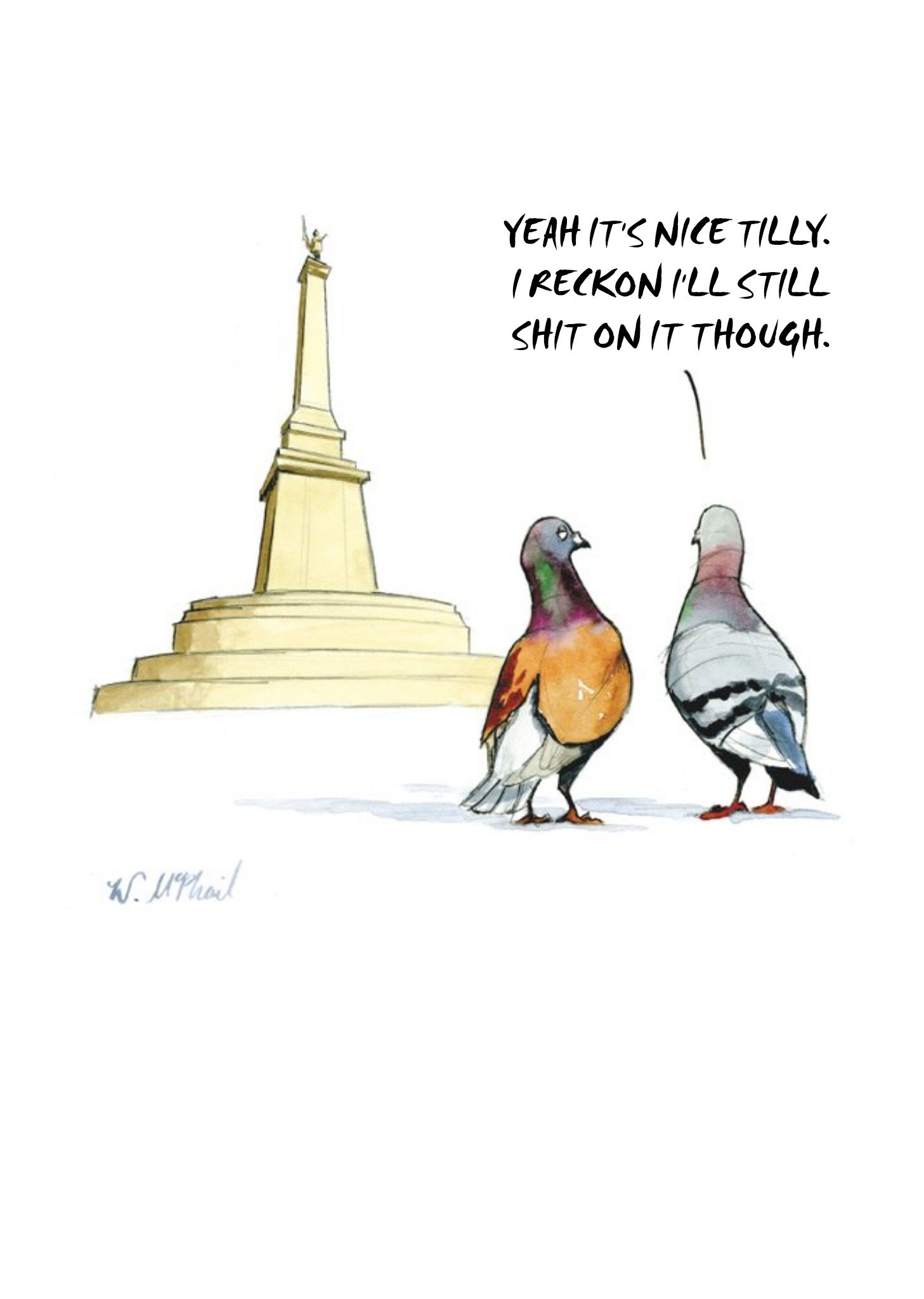 Moonpig Funny Pigeon Statue Card Ecard