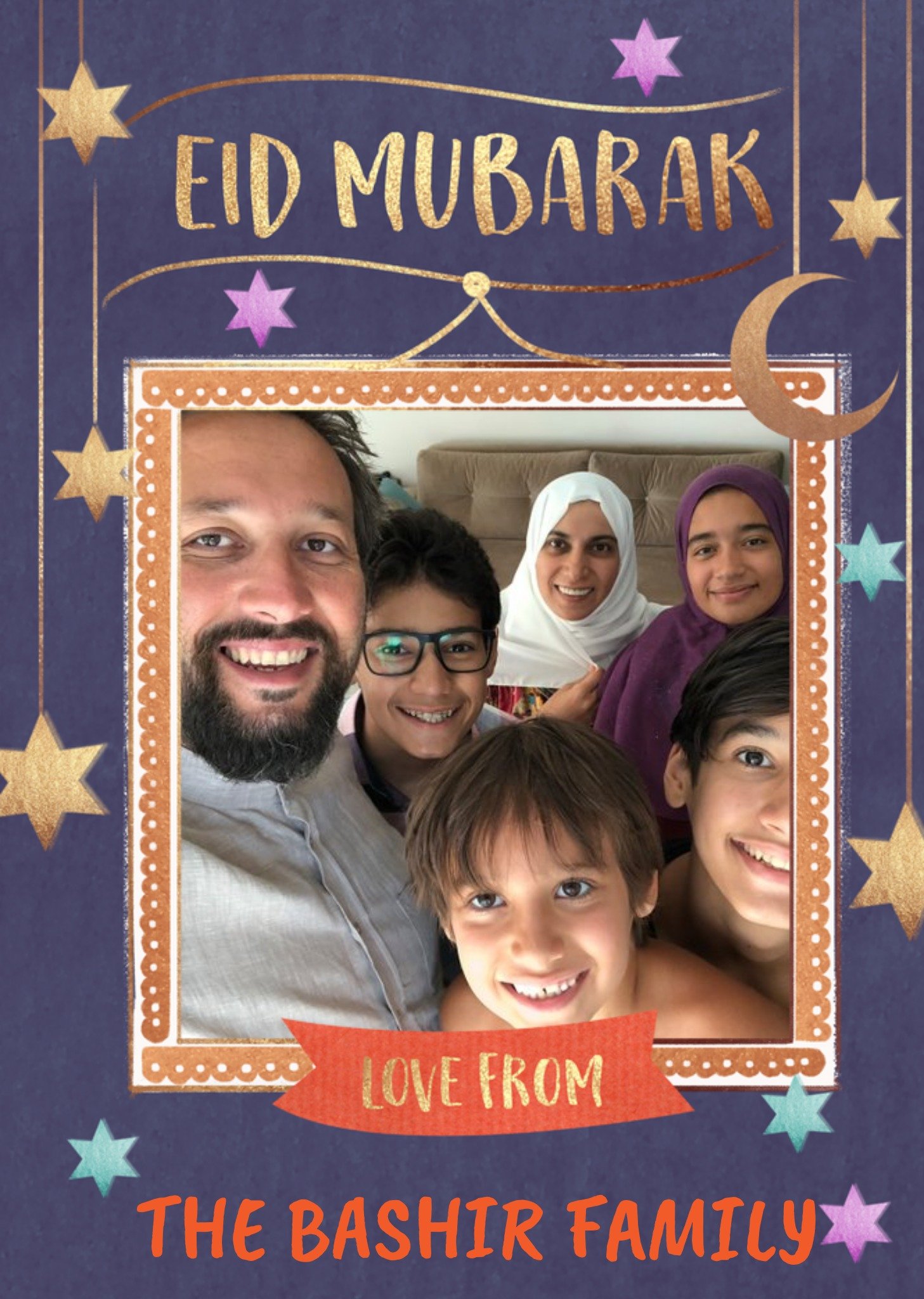 Moonpig Catherine Worsley Photo Upload Family Eid Card, Large