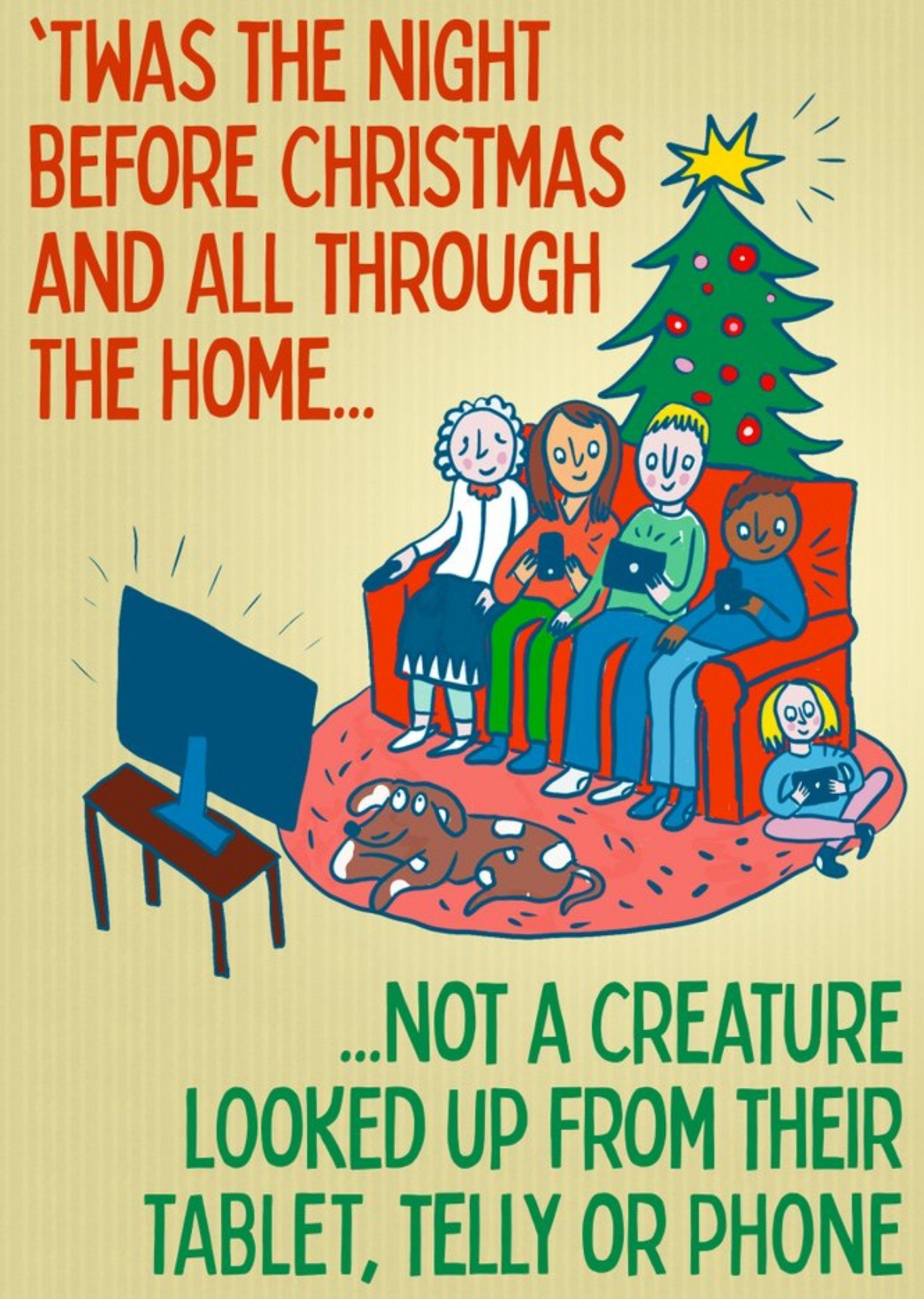 Moonpig Funny Illustration Night Before Christmas Card Ecard