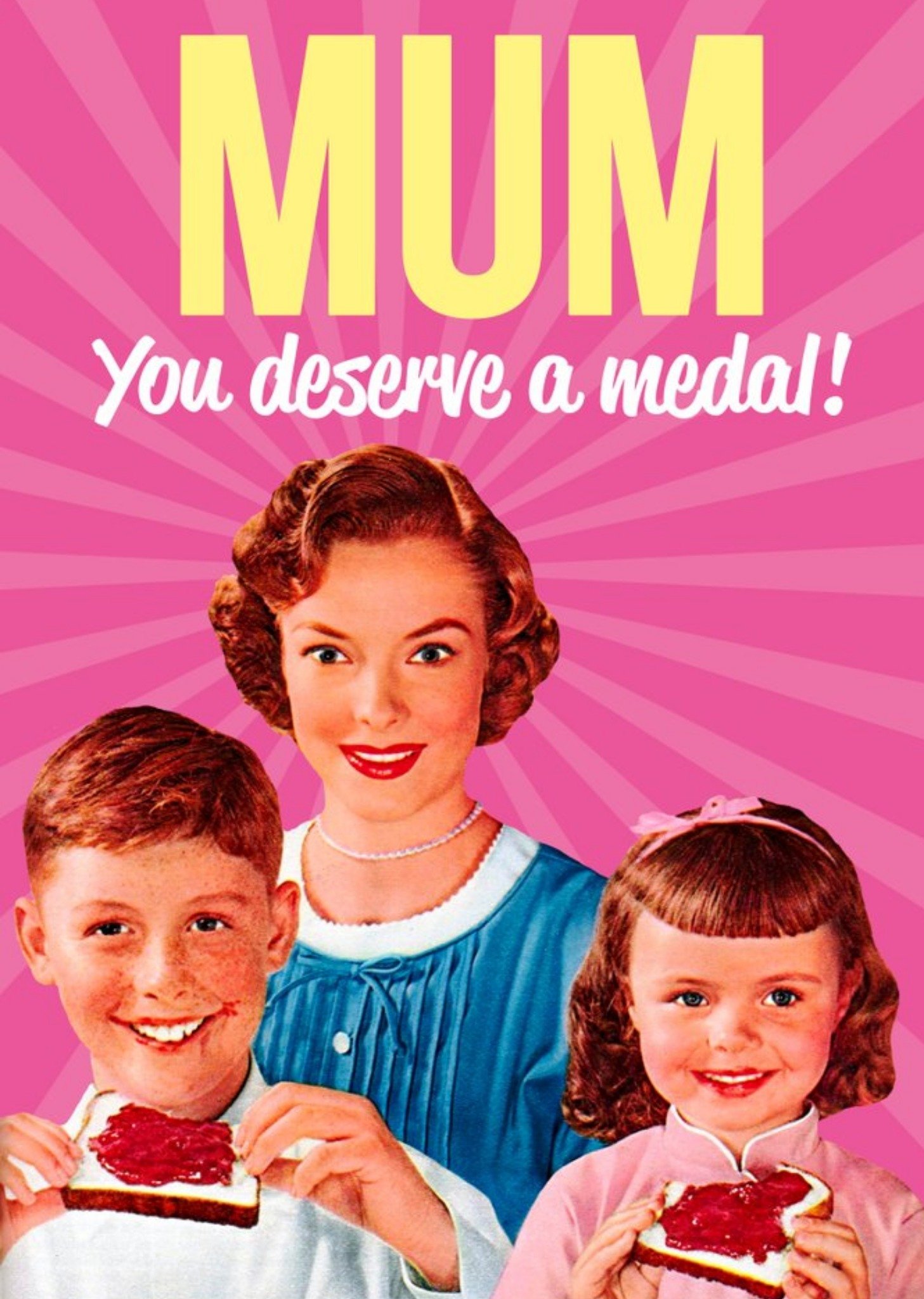 Moonpig Mum You Deserve A Medal Funny Retro Card, Large