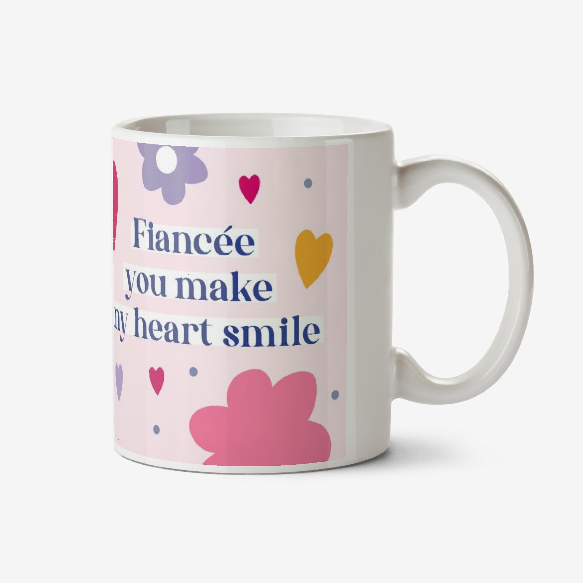 Moonpig Bright Floral Design Fiancee You Make My Heart Smile Mug Ceramic Mug