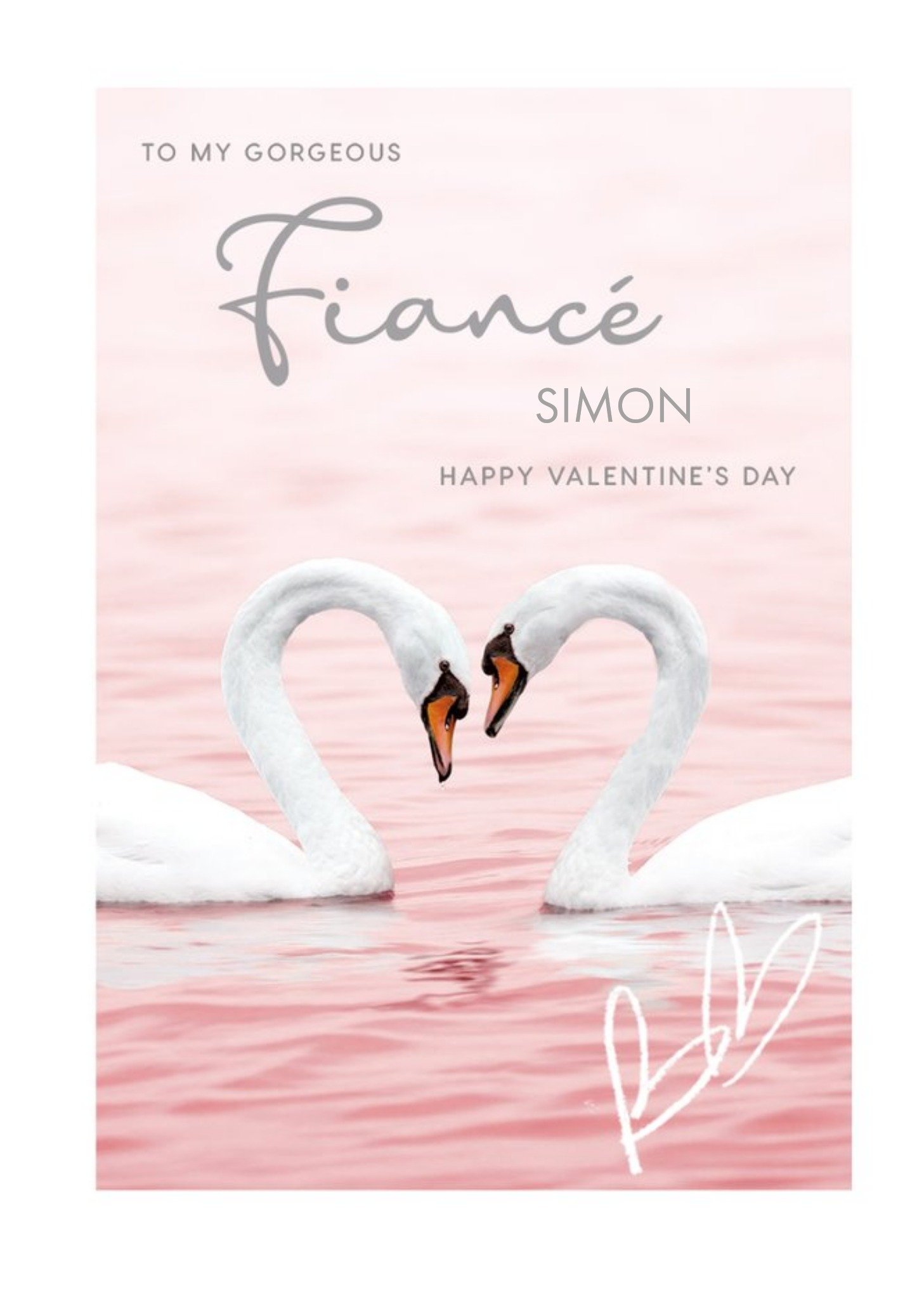 Moonpig Animal Planet Swans Gorgeous Fiance Valentine's Day Card Ecard