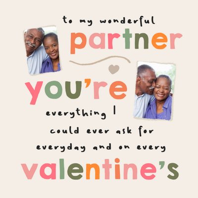 Wonderful Partner Photo Upload Valentine's Day Card