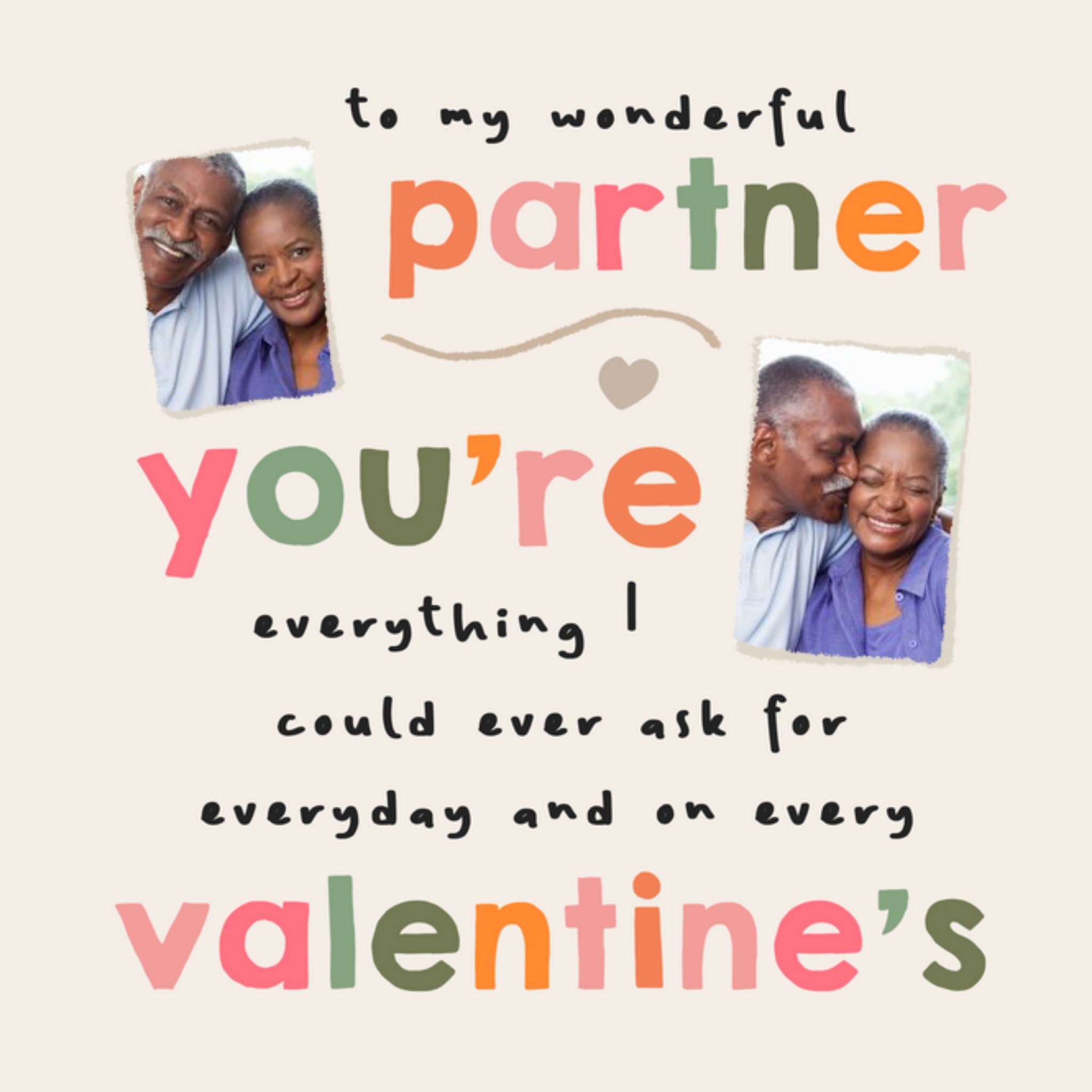 Wonderful Partner Photo Upload Valentine's Day Card, Square