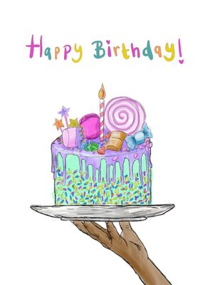 KitsCH Noir Illustrated Cake Birthday Card