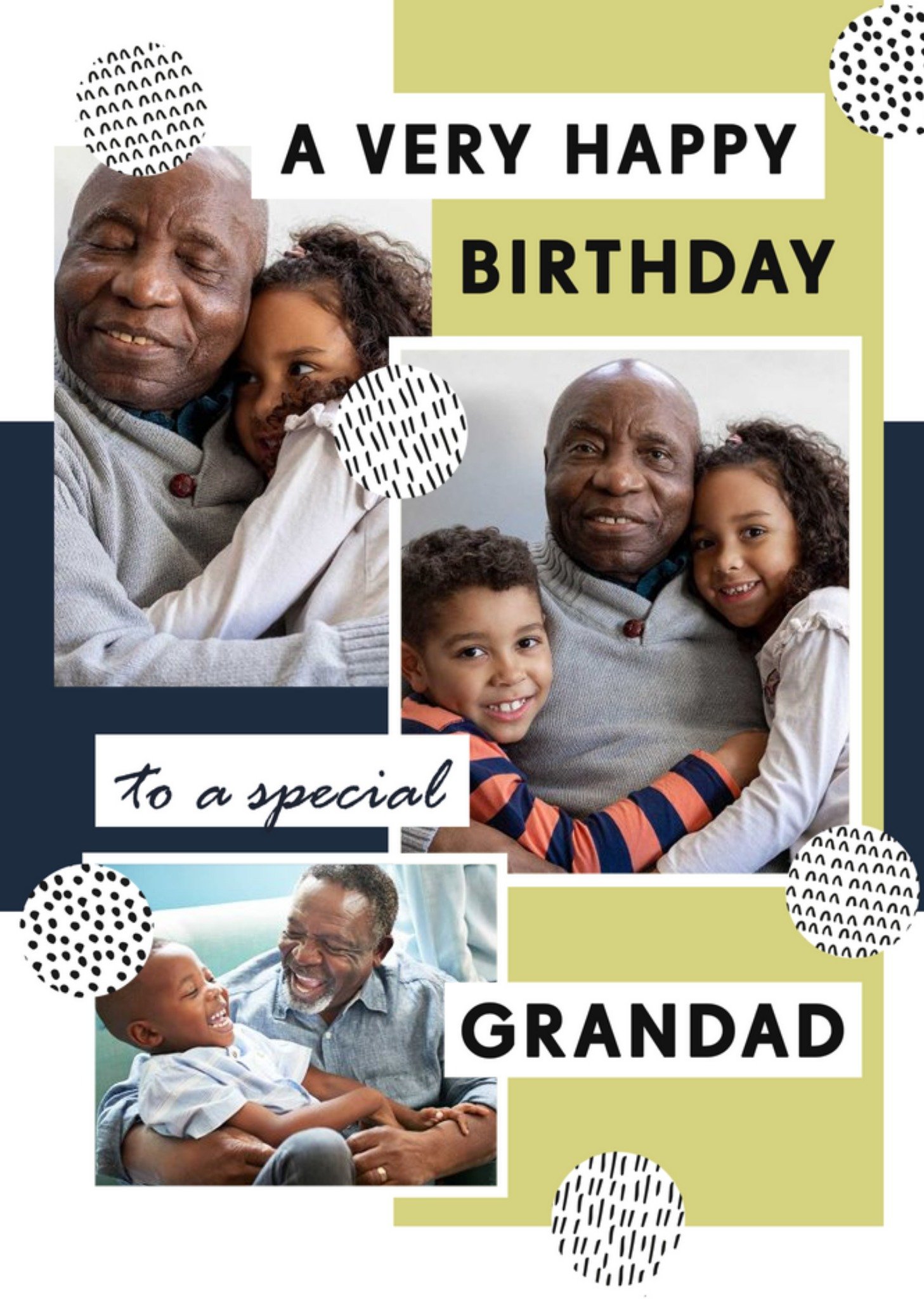 Photo Collage With Geometric Shapes Grandad's Photo Upload Birthday Card Ecard