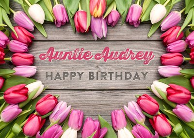 Limelight Personalised Tulip Auntie Birthday Card
