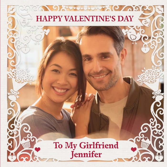 Paper Frames Photo Upload Happy Valentines Day To My Girlfriend Valentines Day Card