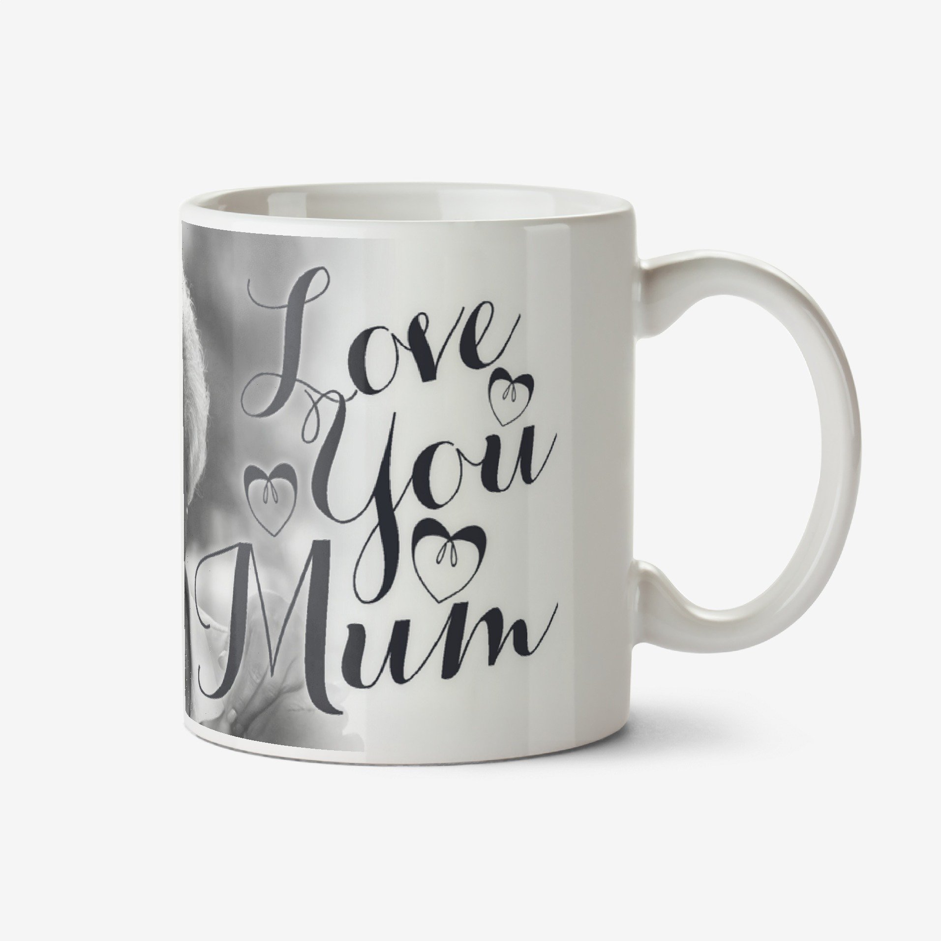 Calligraphy Hearts Photo Upload Mug Ceramic Mug