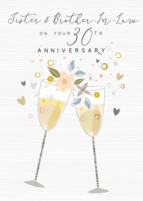 Laura Darrington Modern Champagne Flutes Mum And Dad 30th Anniversary Card