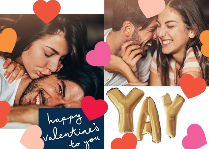 Hearts Happy Valentine's Day Multi-Photo Upload Card