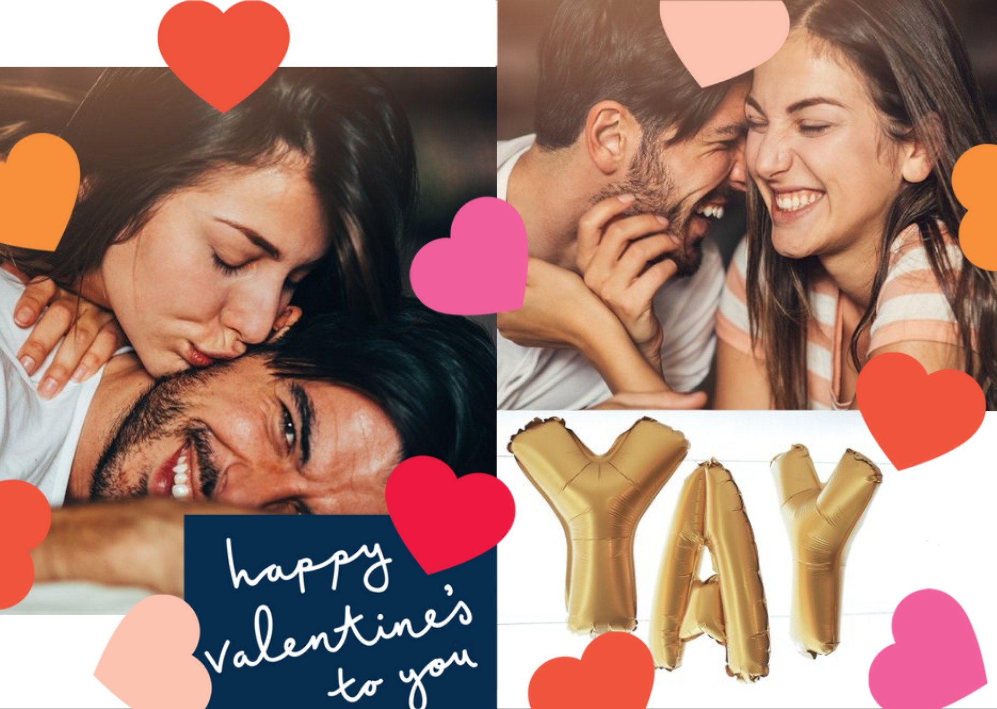 Moonpig Hearts Happy Valentine's Day Multi-Photo Upload Card, Large