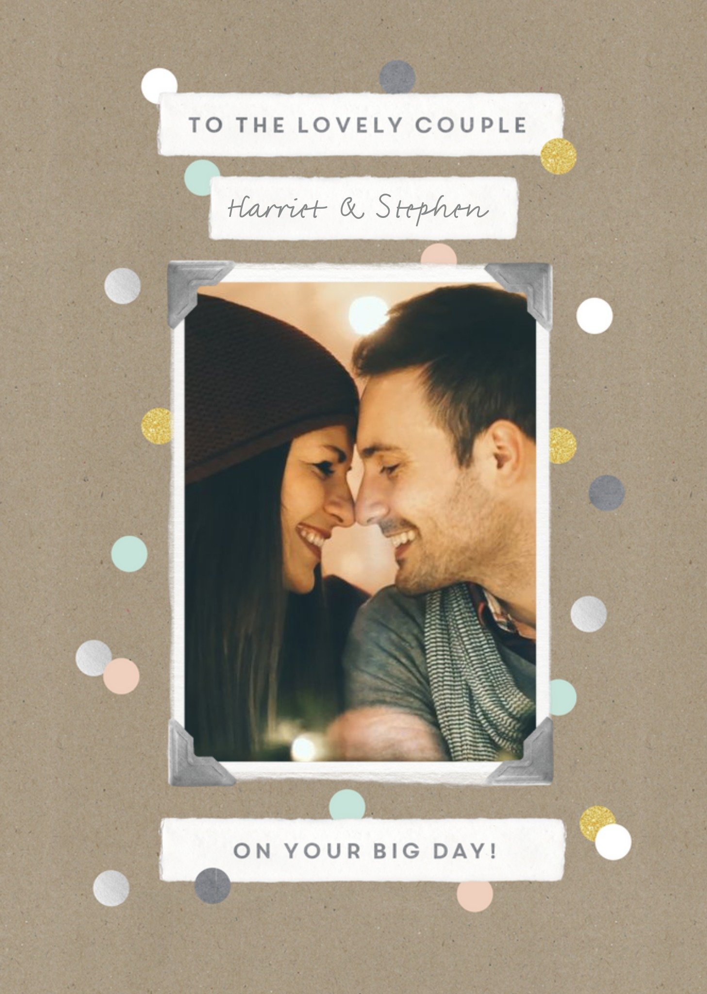 Collaged To The Lovely Couple Personalised Text Card Ecard