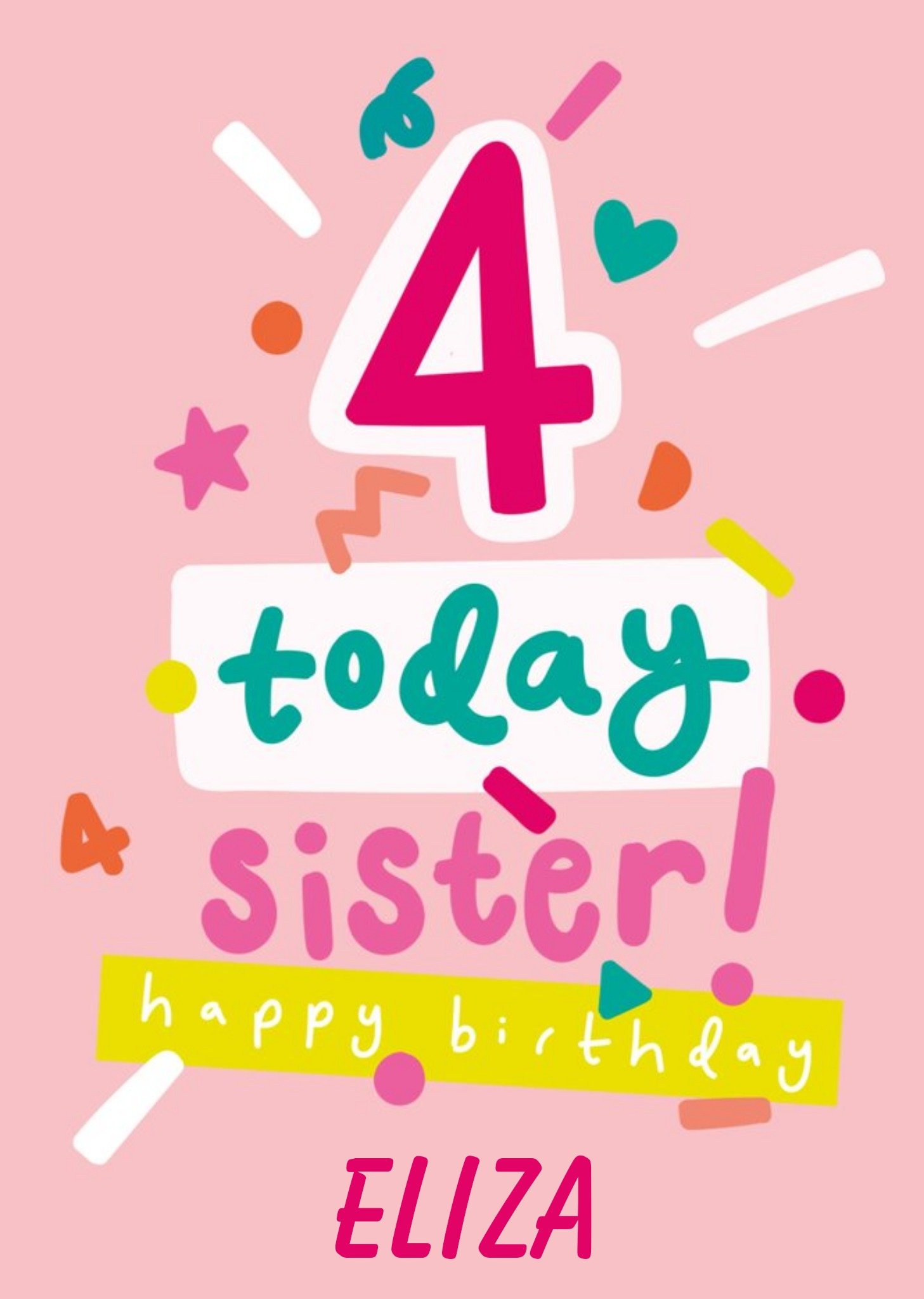 Moonpig Typographic Bday 4 Today Sister Happy Birthday Card, Large