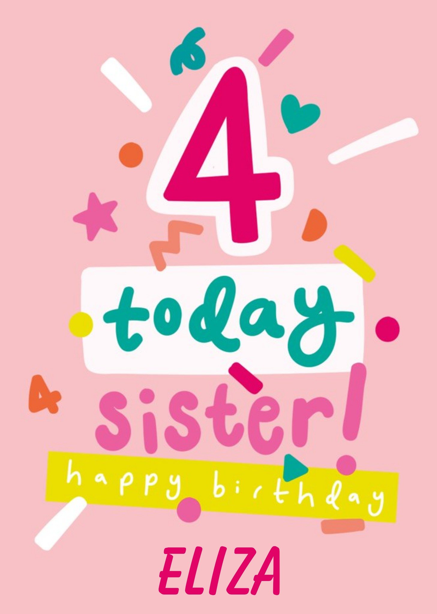 Typographic Bday 4 Today Sister Happy Birthday Card Ecard