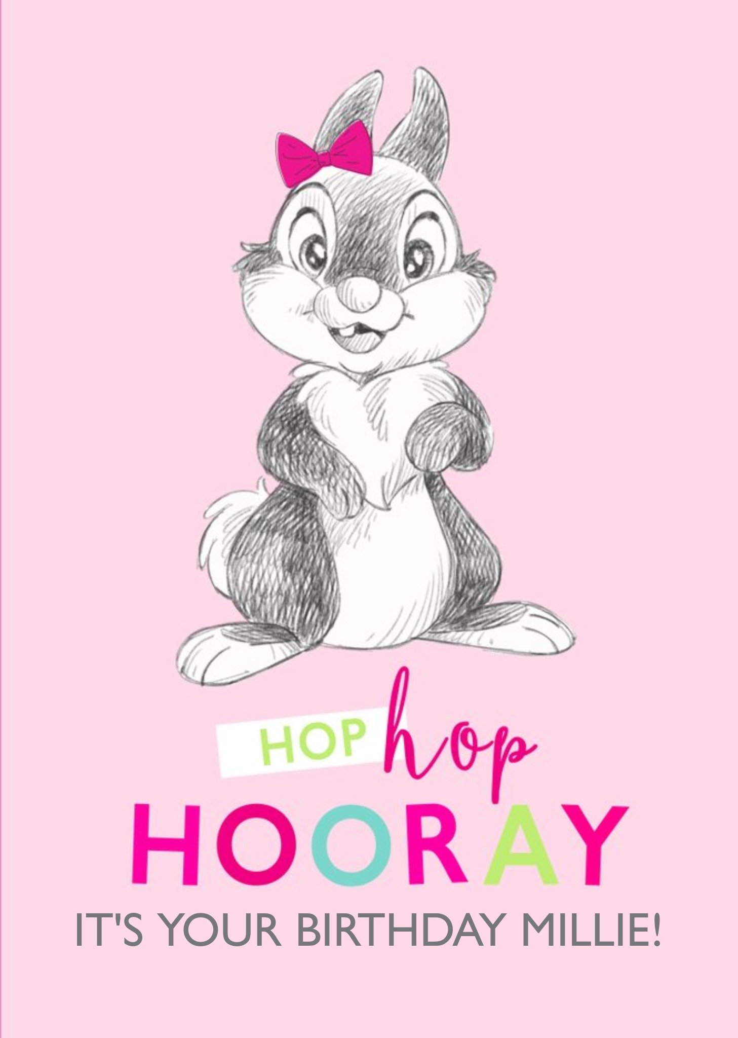 Disney Sketch Thumper Hop Hop Hooray Birthday Card Ecard