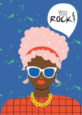 Modern Illustrated Cool Lady You Rock Card