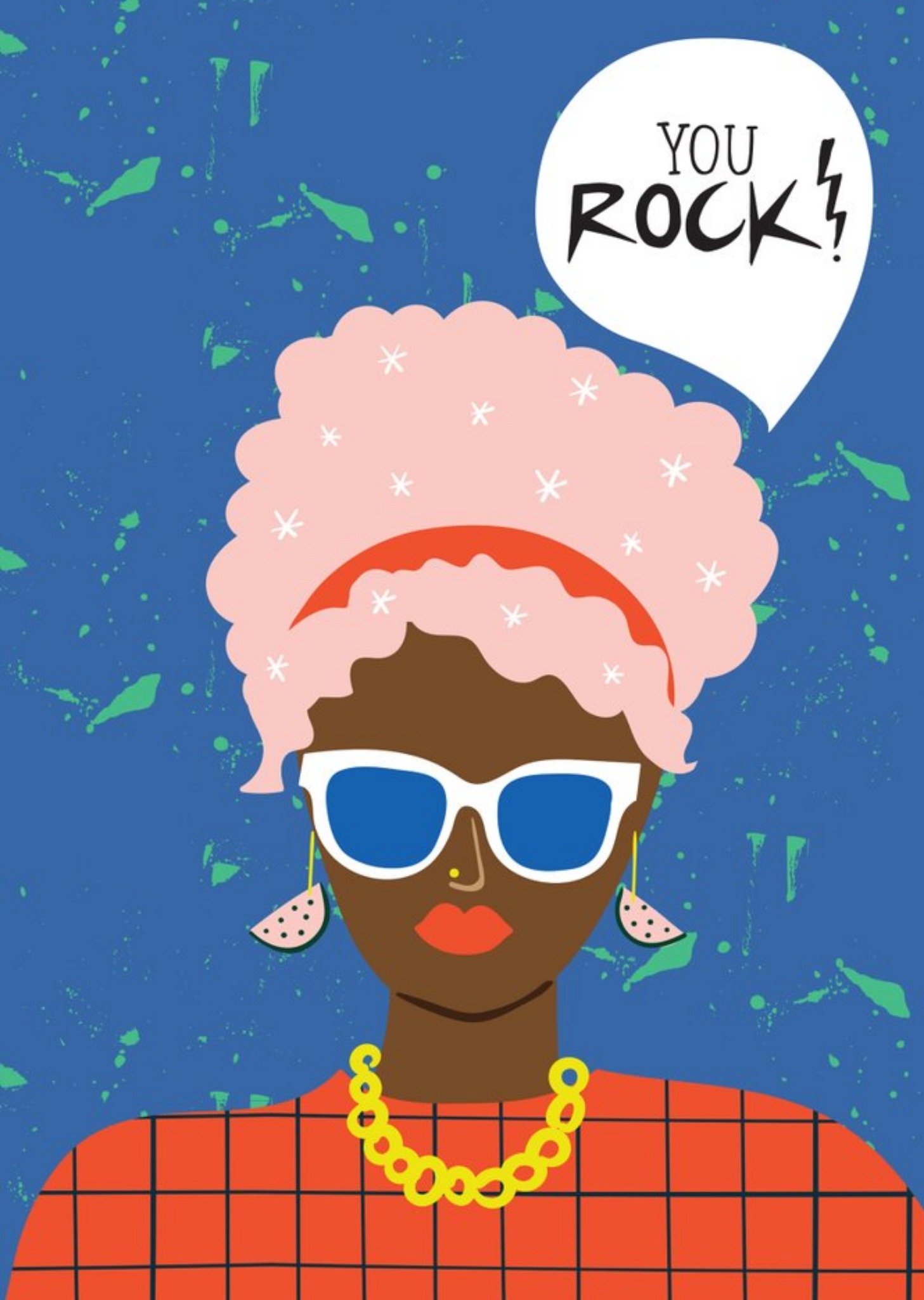Moonpig Modern Illustrated Cool Lady You Rock Card Ecard