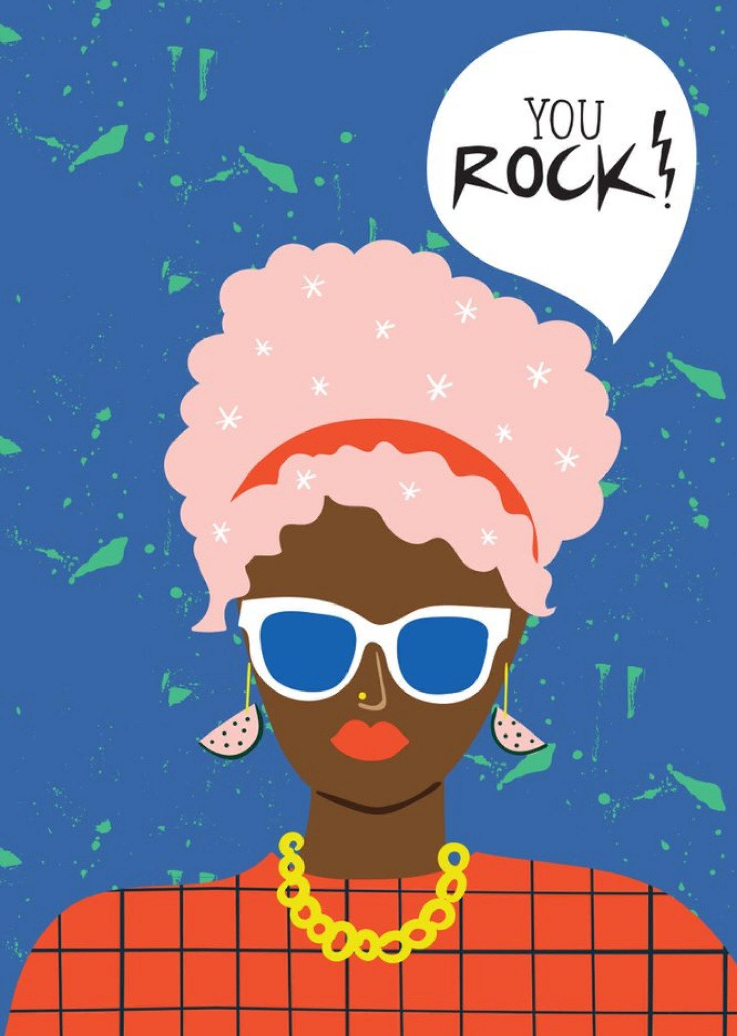 Modern Illustrated Cool Lady You Rock Card Ecard