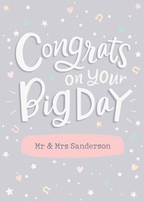 Bright Typographic Congrats On Your Big Day Wedding Card