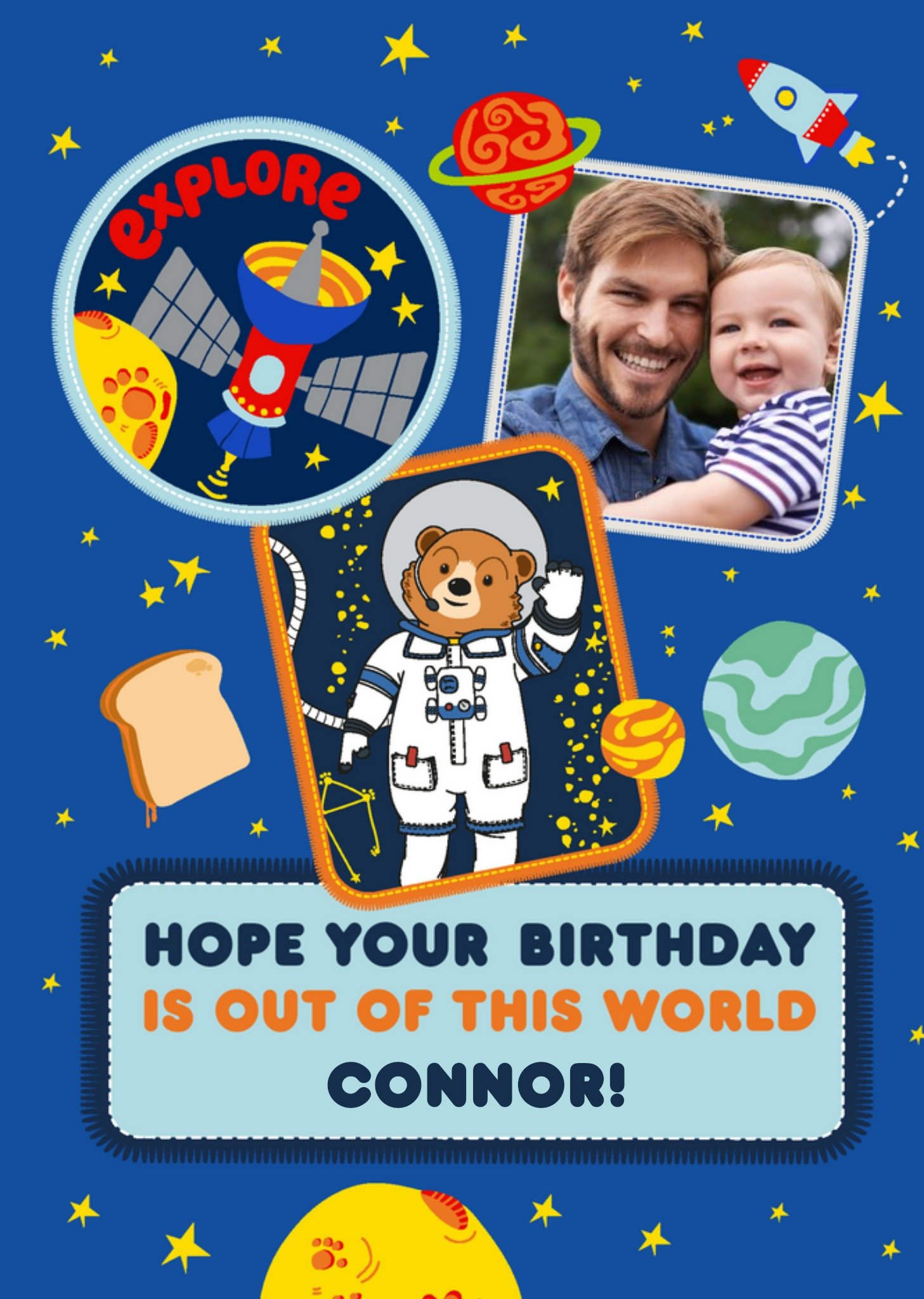 Paddington Bear Astronaut Paddington Out Of This World Birthday Photo Upload Card Ecard