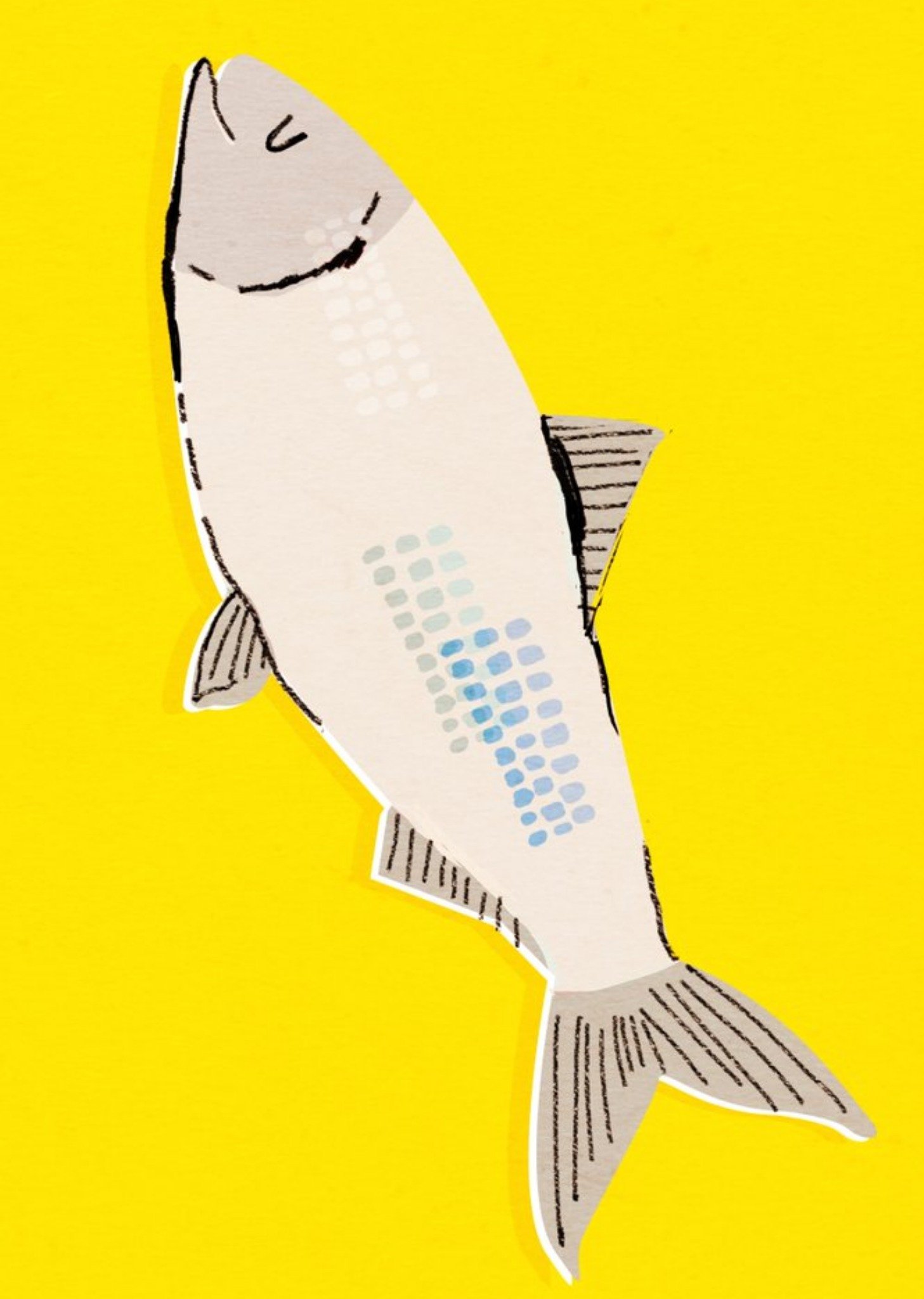 Moonpig Big Fish On Bright Yellow Background Card Ecard