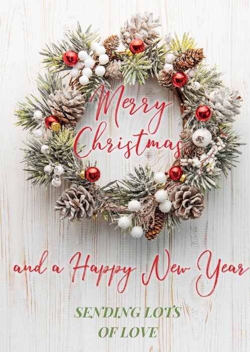Festive Christmas Wreath Greetings Christmas And New Year Card