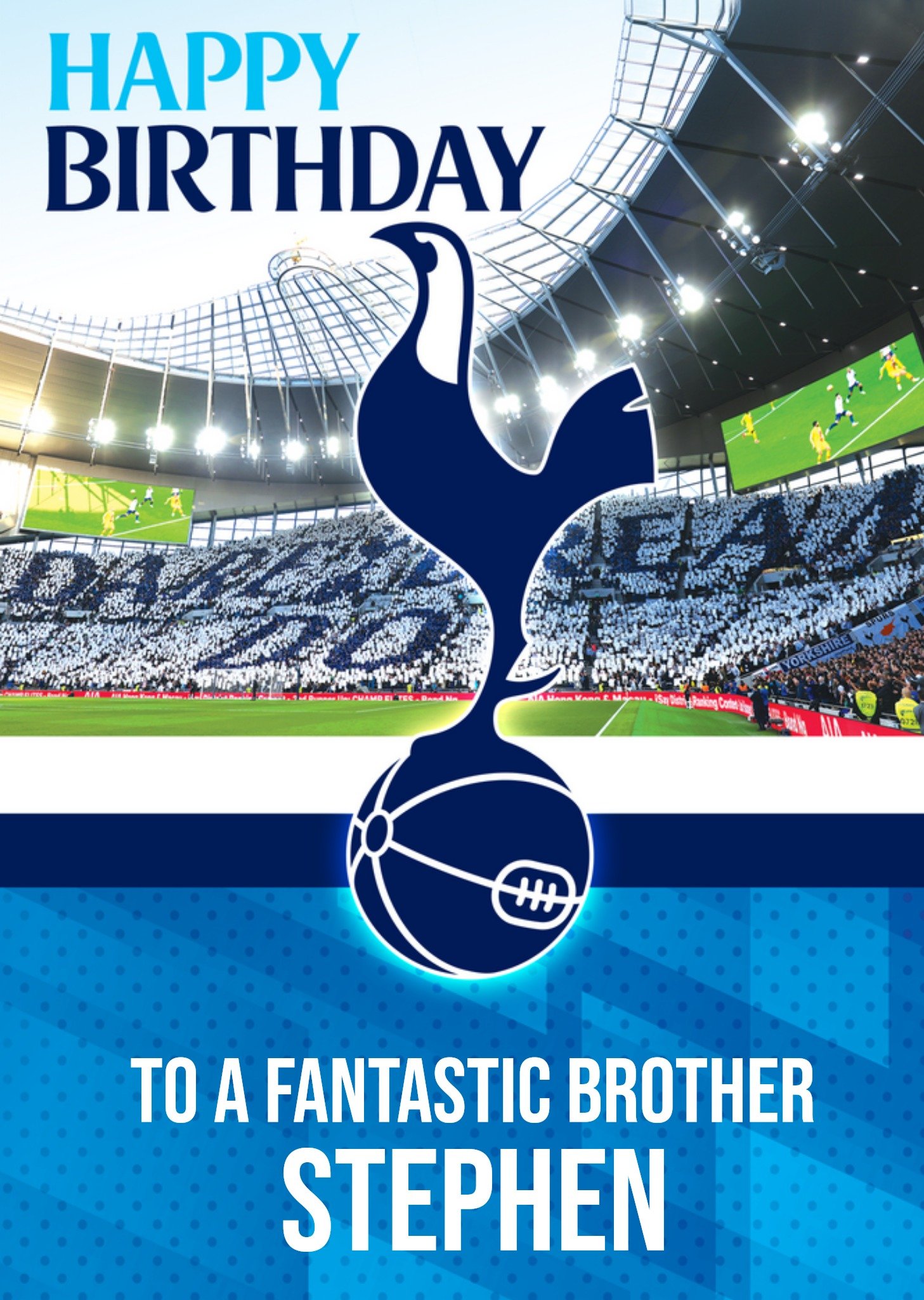 Moonpig Fantastic Brother Tottenham Hotspur Stadium Birthday Card Ecard