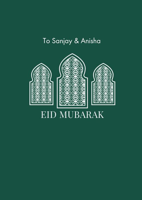 Three Pattrened Windows Eid Mubarak Card
