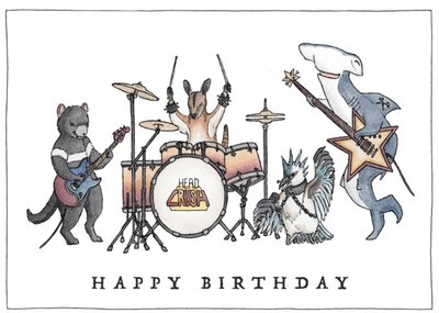 Illustration Of A Cool Animal Rock Band Birthday Card