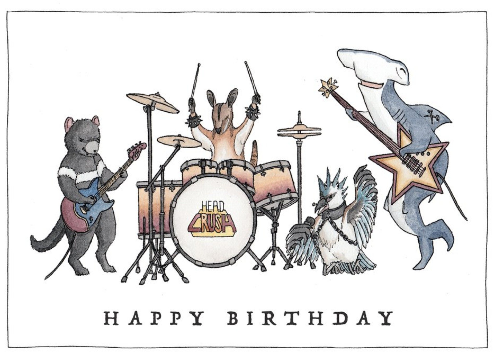 Illustration Of A Cool Animal Rock Band Birthday Card Ecard