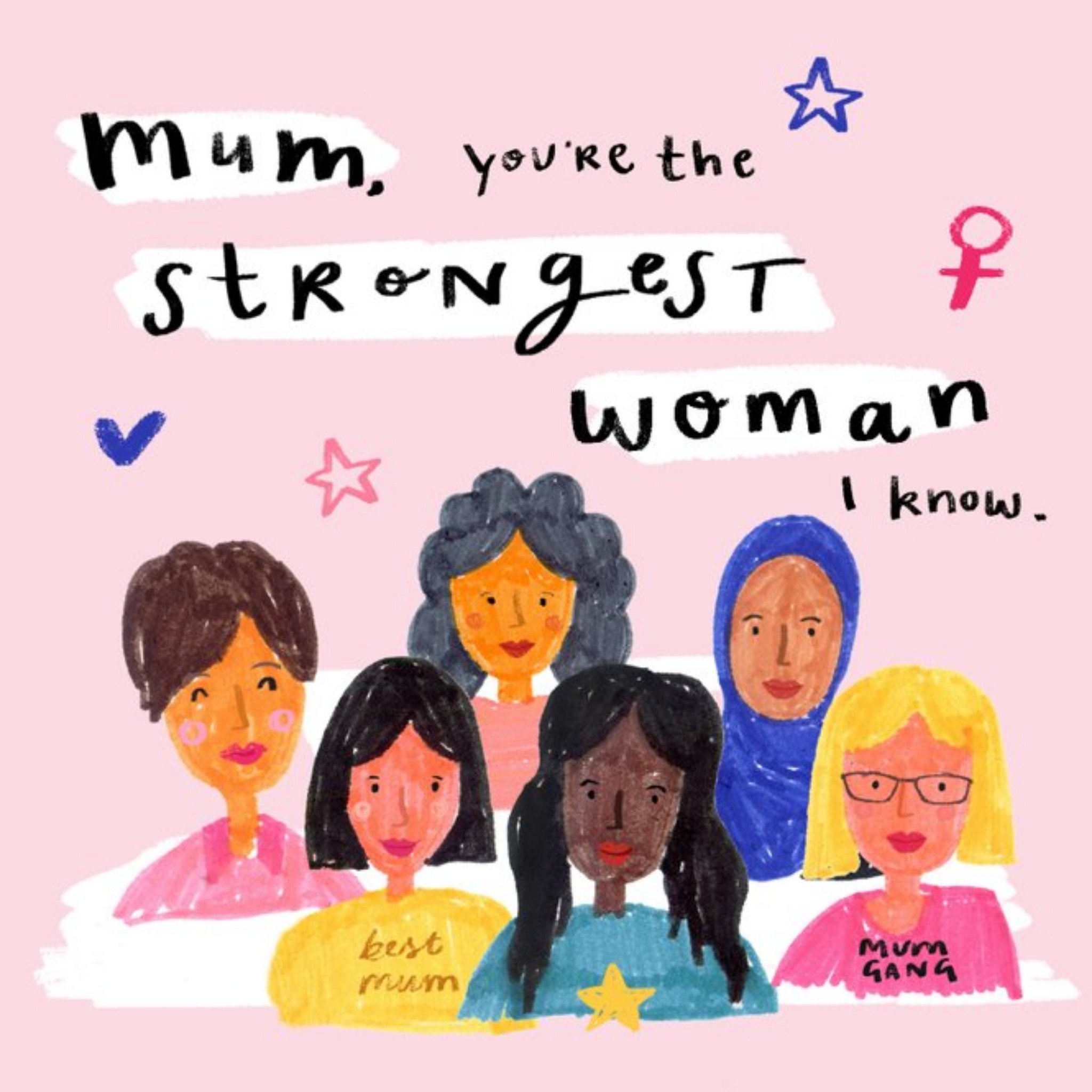 Diversity Strong Women Strong Mum Mum Gang Mothers Day Card, Square