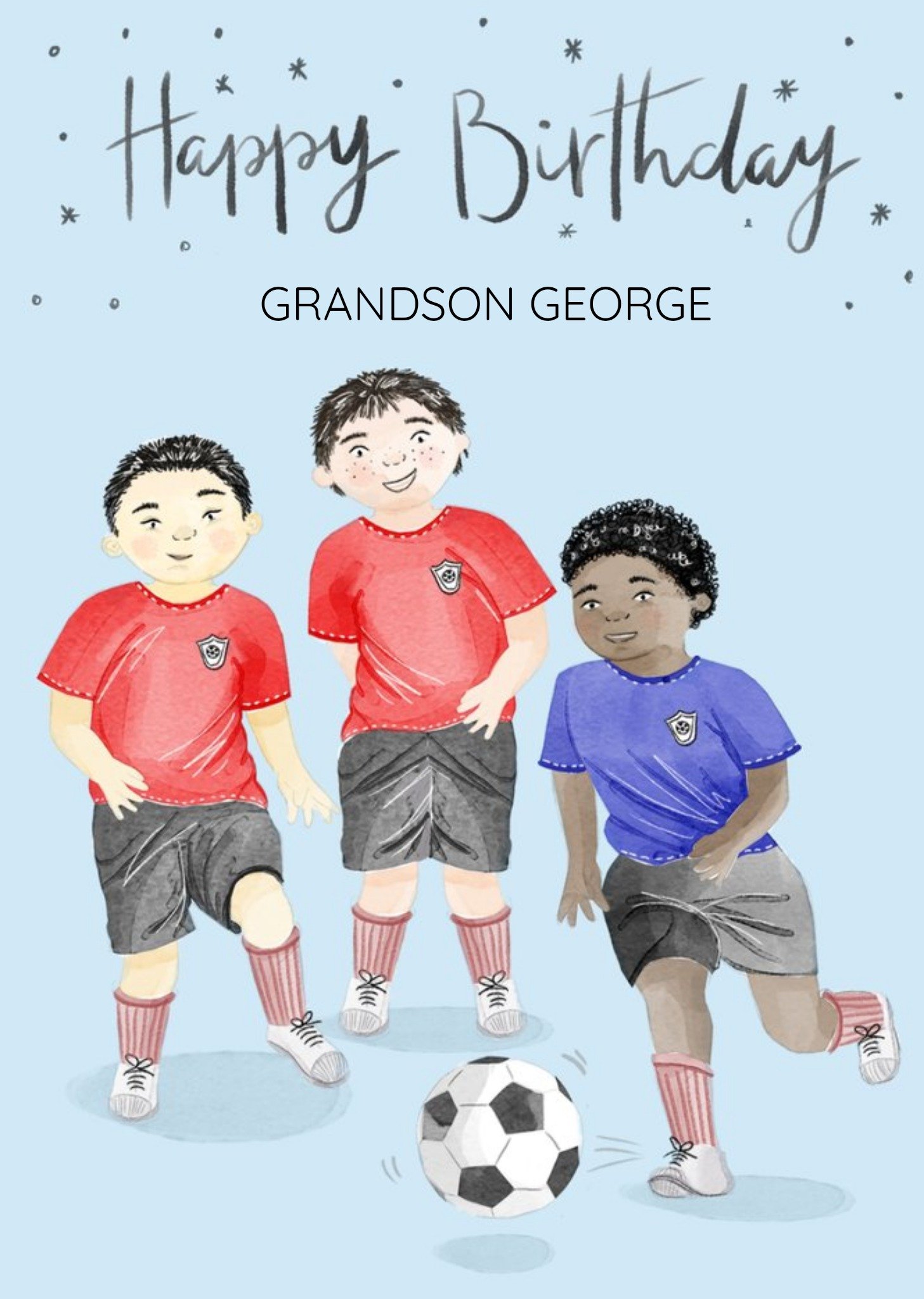 Okey Dokey Design Football Friends Birthday Card For Grandson Ecard